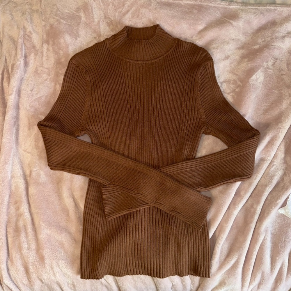 Autumn Brown Ribbed Turtleneck Sweater - Hooked Up by IOT